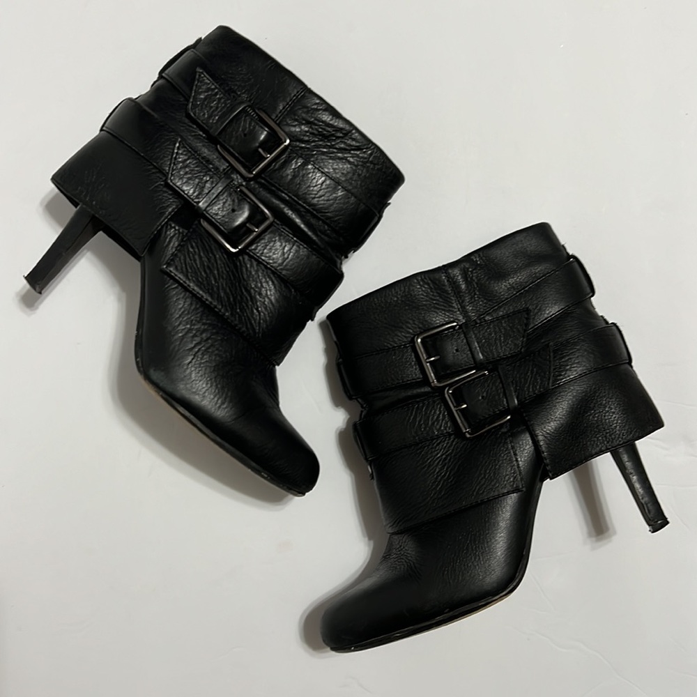 Report Black Leather Cuffed Buckled ‘Arielle’ Bootie